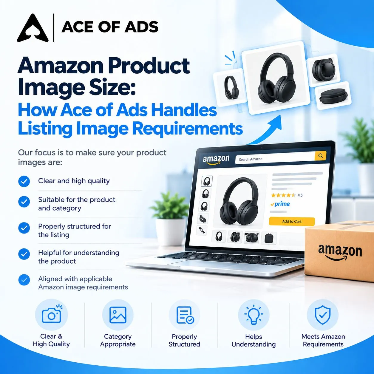 Amazon product image size and listing image requirements handled by Ace of Ads